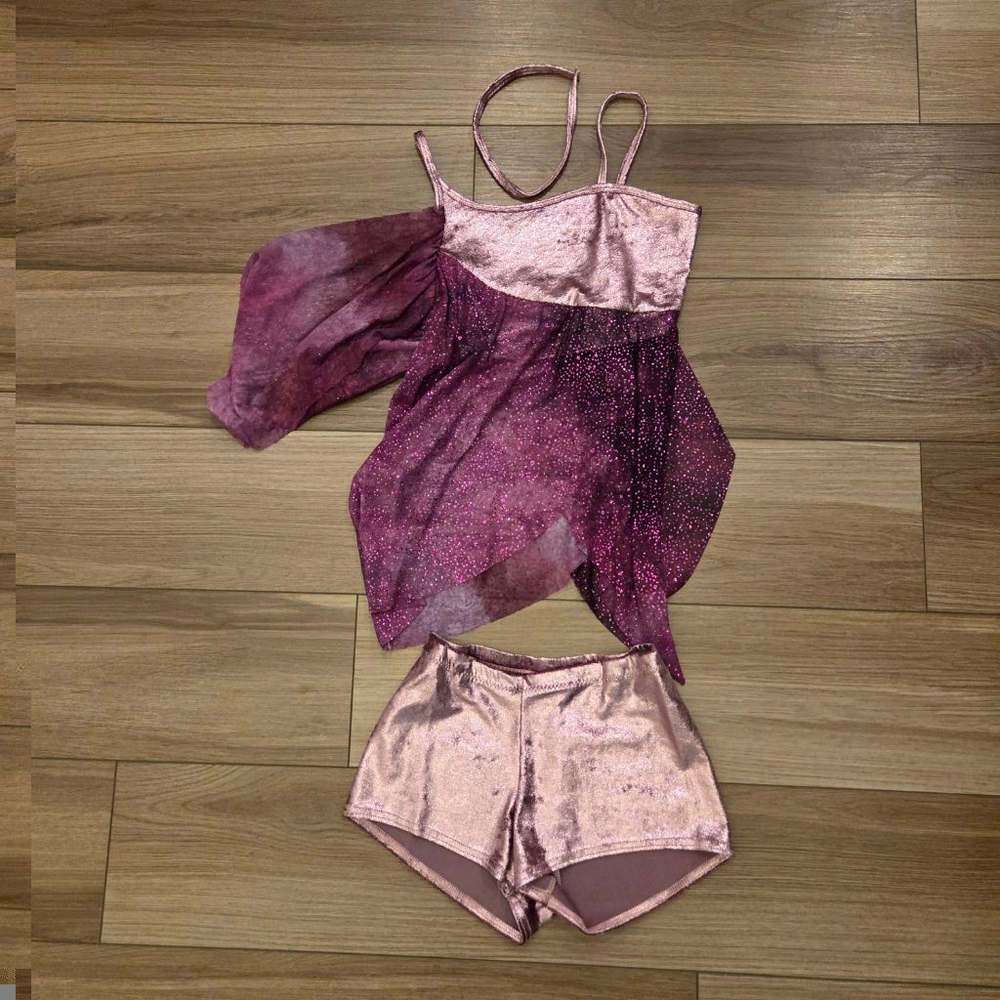 Girls 3 piece Purple dance costume Size ASM